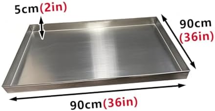 Oil Drip Tray & HVAC Drain Pan – 304 Stainless Steel 0.8mm Tray for Dog Crate Liners & AC Unit Leakage Without Drain Port（90x90cm(36x36in)）