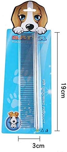 Dog Metal Comb 7.5inch Dogs Dematting Tool Pet Grooming Comb Stainless Steel Teeth Cats Puppy Comb for Removing Hair (S: 19x3cm)