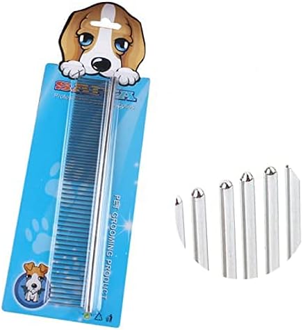 Dog Metal Comb 7.5inch Dogs Dematting Tool Pet Grooming Comb Stainless Steel Teeth Cats Puppy Comb for Removing Hair (S: 19x3cm)