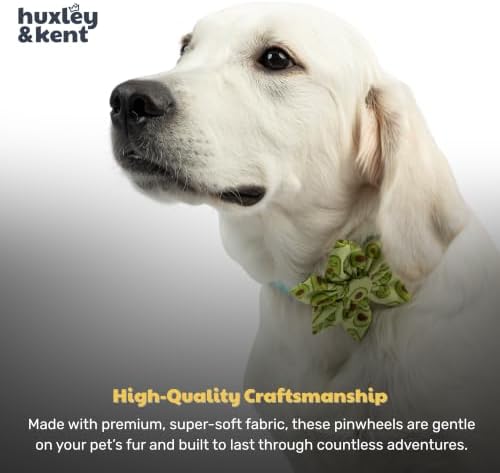 Huxley & Kent Pinwheel Collar Bow for Dogs & Cats, Happy Avocados, Small | Clips to Any Collar with Hook & Loop, Soft, Lightweight, Machine Washable, Great for Holidays, Photos & Gifting