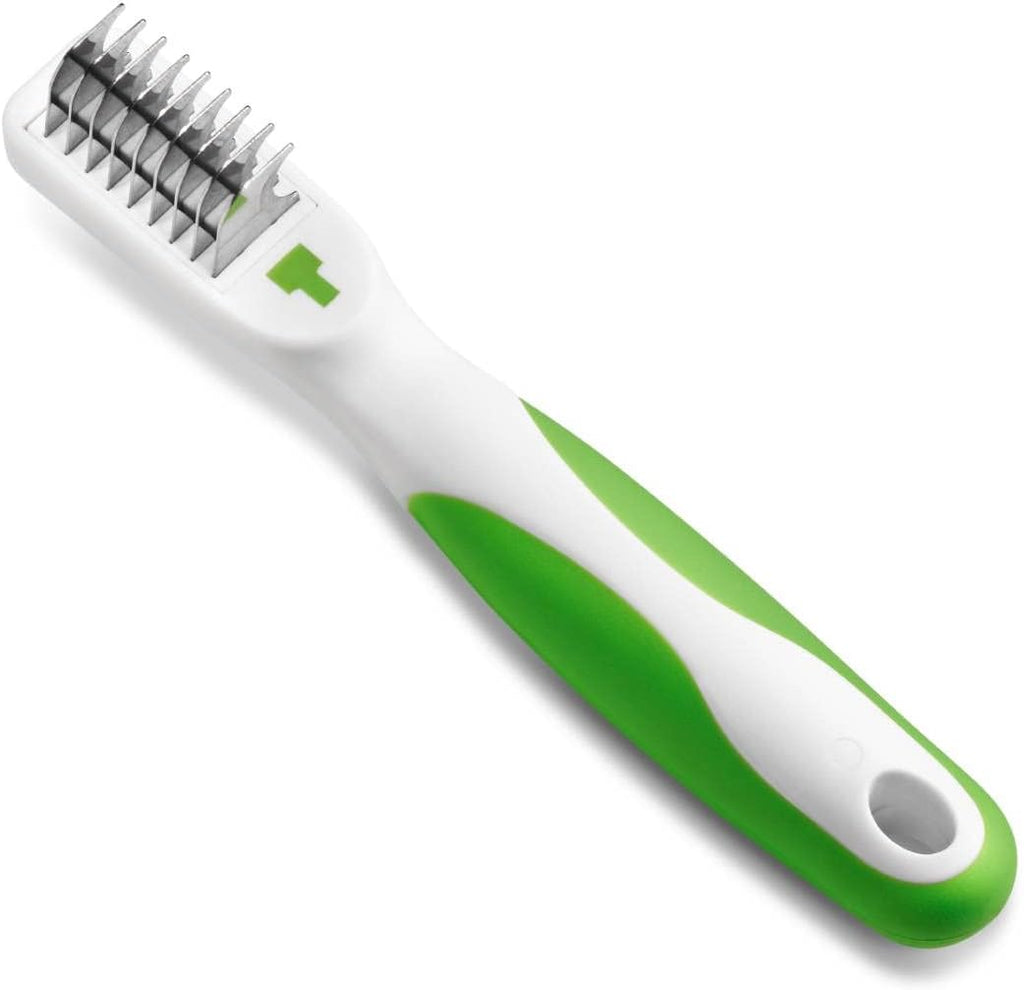 Andis 66055 Dematting 9-Blade Tool - Reduces Shedding, Safe on Wet or Dry Hair - Removes Dead Hair & Eliminates Tangles - Anti-slip, Easy-Grip Handle & Suitable for Various Pets – Green