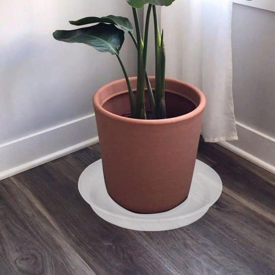 2 Pack of 14 inch Plant Saucer (12.2 Inch Base), 1.7" Depth Tray, Large Deep Garden Plastic Flower Planter Plant Trays for Indoors Outdoor Bath Bath (14", Clear)