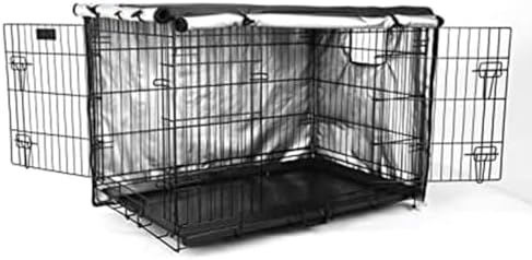 Outdoor Dog Crate Cover, 210D Waterproof Oxford Cloth Kennel Tarp with Roll-Up Door, Breathable Mesh Window for Garden Yard Pet House Protection(gray 79 * 50.8cm)