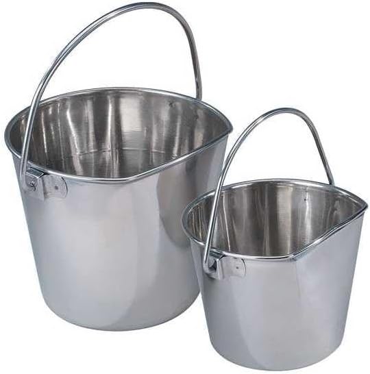 Pro Select Stainless Steel Pet Pail, 1-Quart Size – Heavy Duty Flat Sided Pail Great for Providing Water in Pet Kennels
