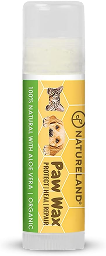 Natureland Organic Paw Wax for Dogs and Cats, Outdoor Paw Pad Protection | Natural wax moisturizes dry, chapped or rough pads; barrier against snow, ice, salt, hot pavement and sand, year round