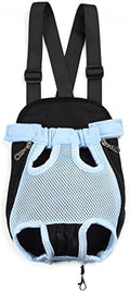 Pet Dog Puppy Cat Carrier Five Holes Backpack Double Shoulder Straps Mesh Front Chest Backpack Bag, L, Blue