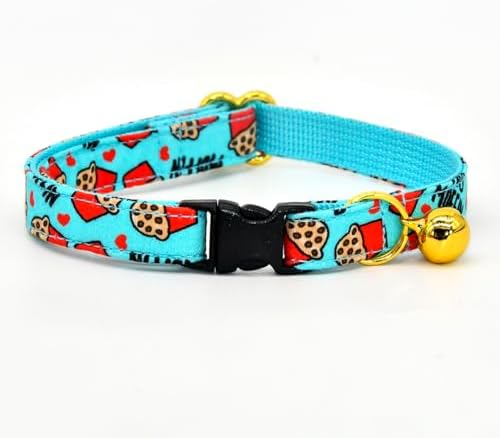 Cat Collar Bow Set, Blue Stud Muffin Cake, Wedding/Birthday Breakaway Collar Bowtie for Kitten/Cat