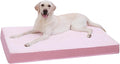 KSIIA Orthopedic Dog Bed - Waterproof & Washable with Removable Cover, Deluxe Plush Egg Crate Foam Design for Large Dogs, 47x29 Inch Pink Dog Crate Bed
