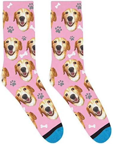 DivvyUp Socks - Custom Dog Socks - Put Your Dog on Socks! (Small, Pink)