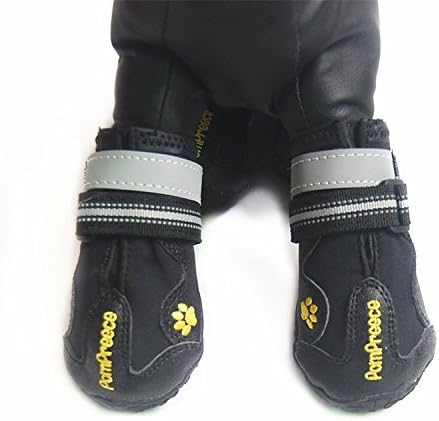 Kromi Dog Boots, Waterproof Paw Protector Pet Shoes for Small Medium Large Dogs 4pcs (Black, Size 8)