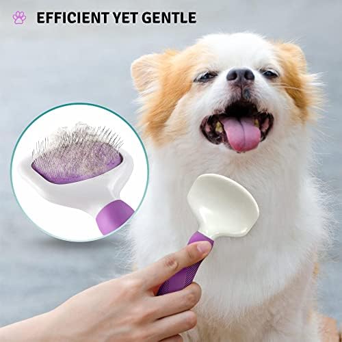 Pet Grooming Bundle - Detangling Pet Comb with Long & Short Stainless Steel Teeth for Removing Matted Fur, Knots & Tangles + Slicker Brush for Small and Large Dogs with Curly Hair