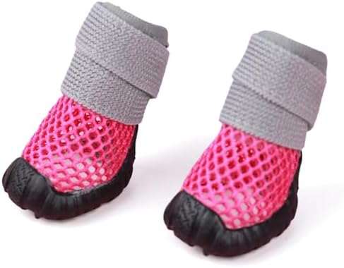 Zunea Small Dog Shoes Summer Mesh Puppy Boots for Hot Pavement Pink, 1 | Breathable, Adjustable Strap, Anti-Slip Rubber Sole, Paw Protectors, Outdoor Walks, for Pet Small Dogs Doggie Chihuahua