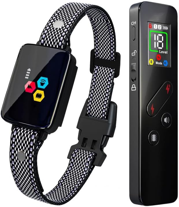 Cat Training Collar Cat Bark Collar with Remote Electric Cats Shock Collar 3300FT IP67 Waterproof 3 Training Modes Beep Vibration Shock Mode Top Meowing Effective for Bad Behavior Carbon Black