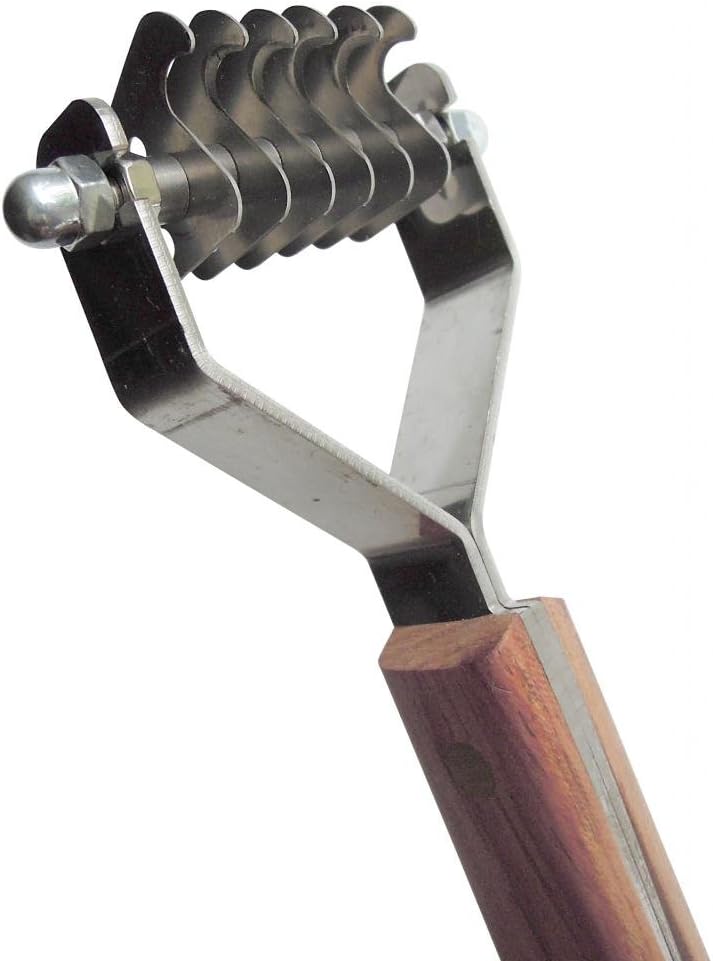 Mars Coat King Original Dematting Undercoat Grooming Rake Stripper Tool For Dogs And Cats, Stainless Steel with Wooden Handle, Made In Germany, 6-Blade