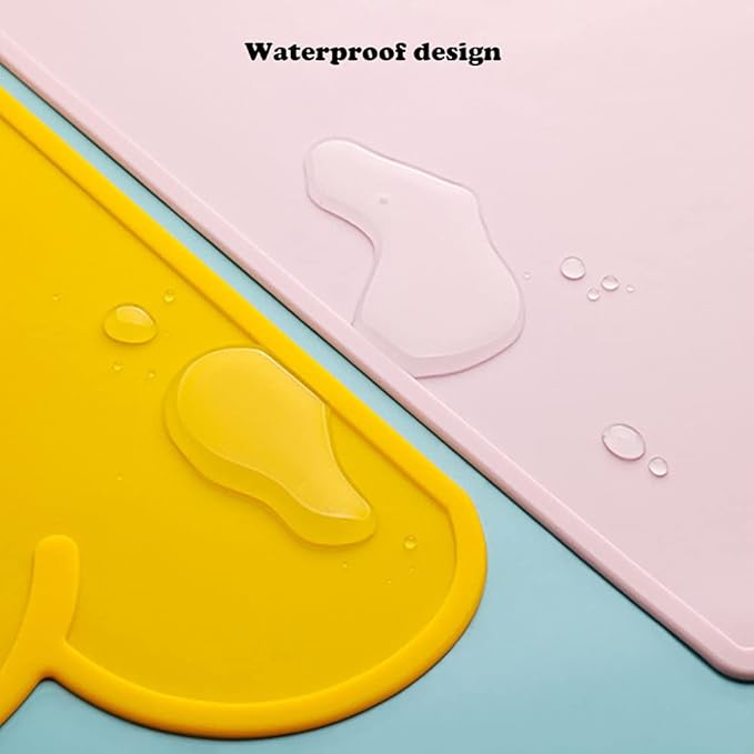 Love Dream Silicone Pet Feeding Food Mat with Raised Edge, Anti-Slip Waterproof Pet Bowl Mat Placemat for Dog and Cat (Sky Blue)