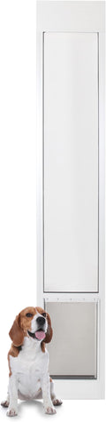 PetSafe Sliding Glass Pet Door - No-Cut DIY Install Doggy Door for Renters - Aluminum Frame - Adjustable Height 91 7/16" to 96" - Ideal for Large Dogs Up to 100 lb - White