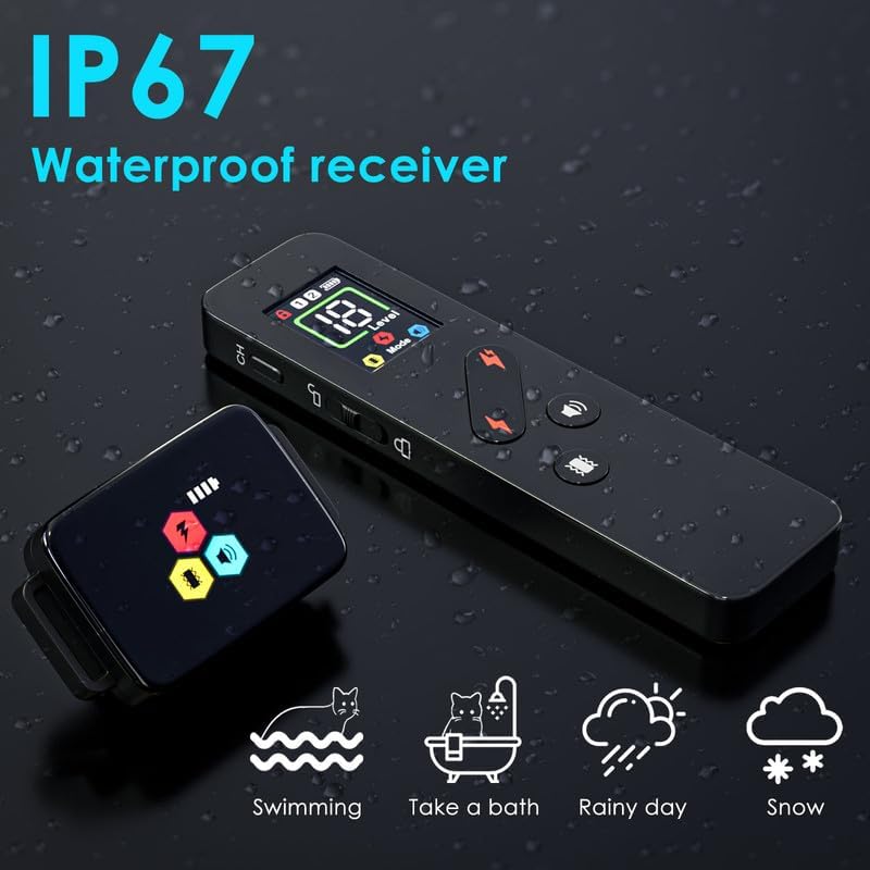 Cat Training Collar Cat Bark Collar with Remote Electric Cats Shock Collar 3300FT IP67 Waterproof 3 Training Modes Beep Vibration Shock Mode Top Meowing Effective for Bad Behavior Carbon Black