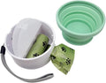 3 in 1 Collapsible Dog Bowl. Treat Container, Poop Bag Holder with 1 Roll Poop Bags – Practical Silicone Dog Bowl – Durable Pet Bowls for Travel Essentials, Daily Walks (Violet)