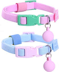 2 Pack Eastic Cat Collar with Solid-color Ball Pendant Accessory Puppy