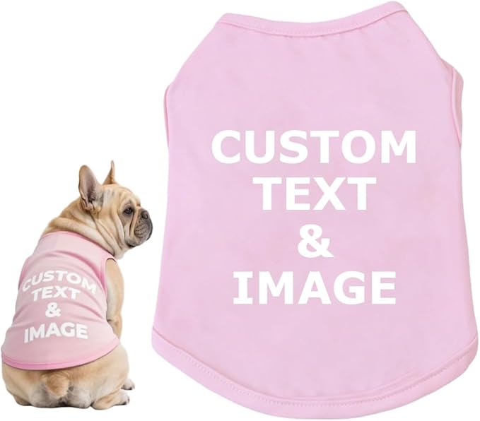 Custom Dog Shirt,Personalized Pet Apparel with Name Text Photo Image,Lightweight Breathable Puppy Kitten Cotton Vest for Small Medium Large Dogs Cats,Puppy Gift (Pink, 4X-Large)
