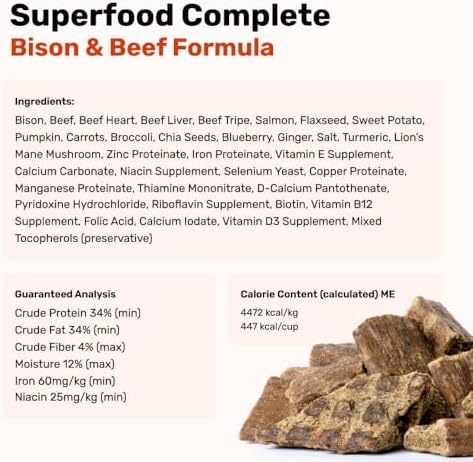 BADLANDS RANCH Superfood Air-Dried Beef & Bison Dog Food, 24 oz | premium quality air-dried beef and bison, no corn, wheat, soy or fillers, kibble alternative