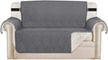H.VERSAILTEX Reversible Loveseat Cover Furniture Protector Anti-Slip Water Resistant 2" Elastic Straps Couch Covers Pets Kids Fit Sitting Width Up to 54"(Oversized Loveseat: 75" x 98", Gray/Beige)