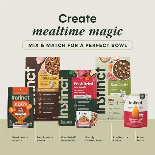 Instinct Freeze Dried Mixers, Dog Food Toppers, Gut Health, 5.5 oz. Bag | Freeze-dried raw meal topper or treat, functional whole foods, fiber, and probiotics for digestive support