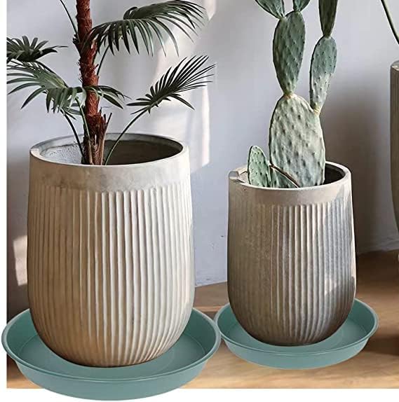 6 Pack of 7 inch Plant Saucer, Heavy Duty Plastic Plant Water Tray 7 inch Round, Flower Plant Saucers for Indoors No Holes, Plant Dishes Saucer for Planter 7"/8" (7", Green)