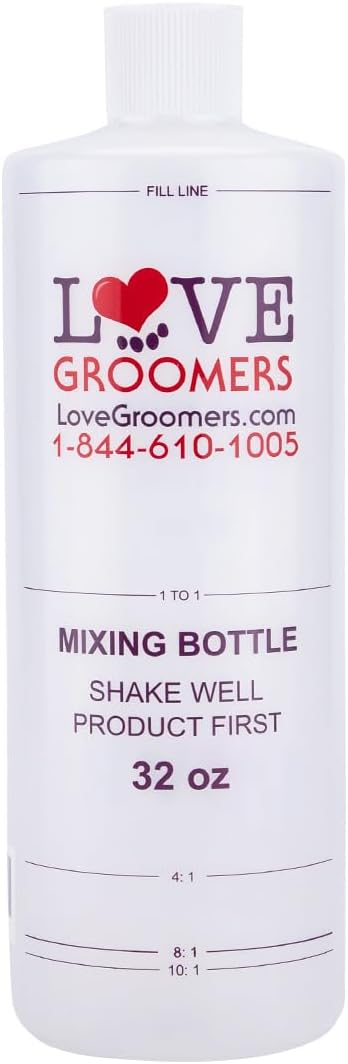 Groomer ESSENTALS 32oz Dilution Bottles - Set of 4 - Professional Dog Grooming Mixing Bottles for Shampoo, Conditioner, and Solutions