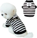 Autumn Dog Sweater with Leash Ring Warm Striped Puppy Shirt for Small Dog Girl Boy Cat Sweater Winter Pet Clothes Pomeranian Chihuahua Cold Weather Coat (Black, X-Small)