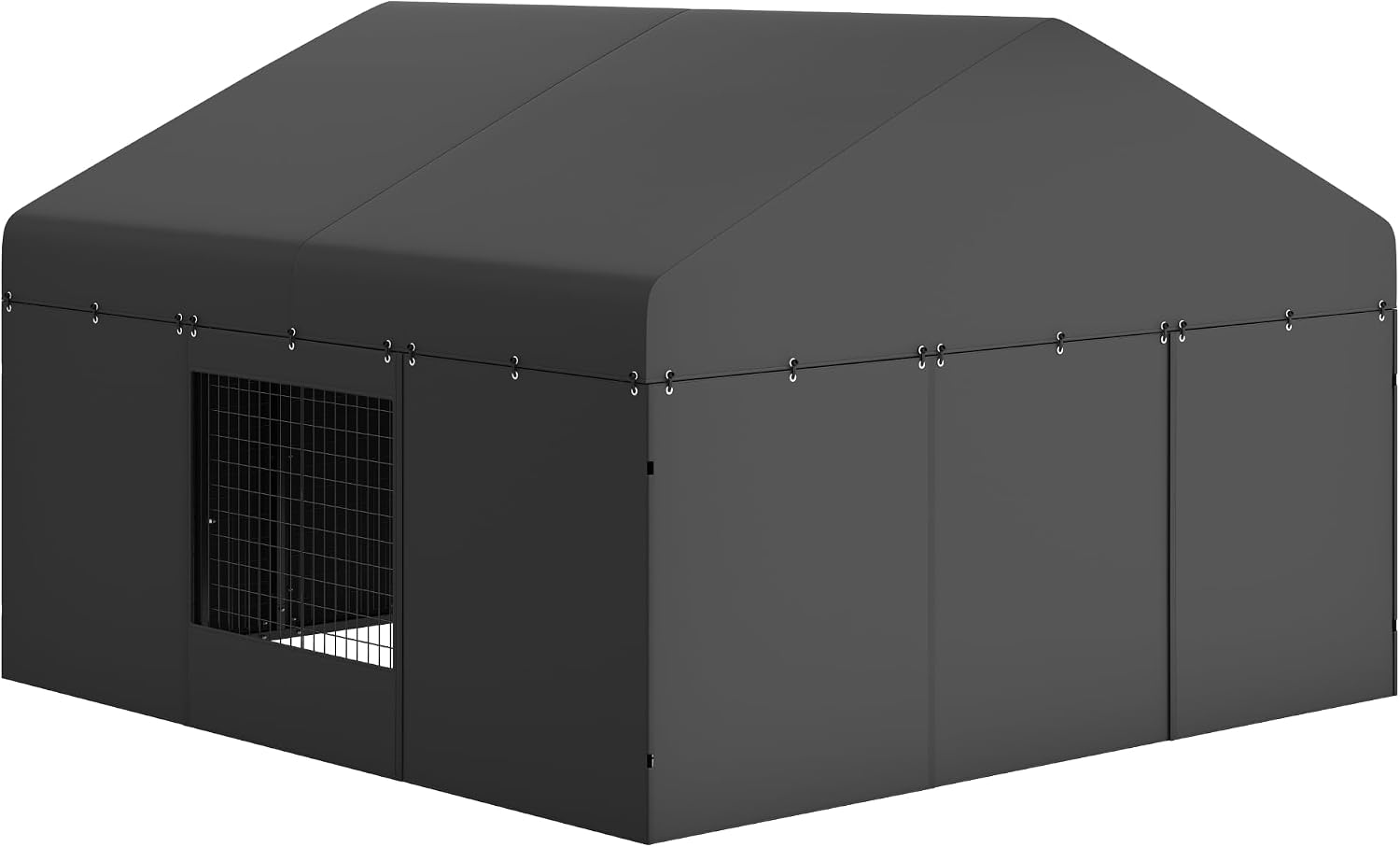 Petony Outdoor Dog Kennel Steel Ideal Dog Fence for Medium/Small Dogs Anti-Rust Coating Cage with Roof All Weather Resistant Dog House with Double Locks