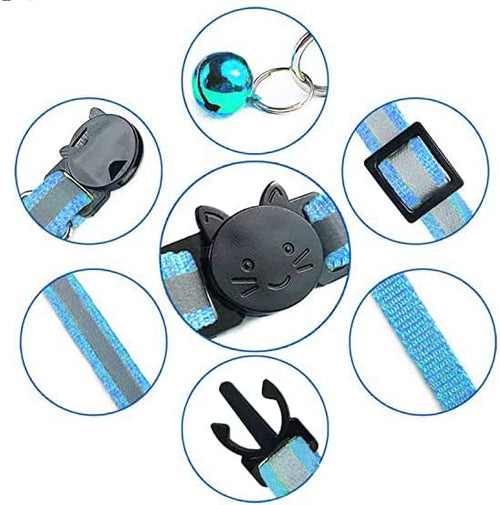 12-Pack Safety Release Reflective Cat Collars with Bell - Breakaway Buckle, Night Visibility, Anti-Hunting Bell - Adjustable Kitten & Adult Cat Collars (12 Multicolor)