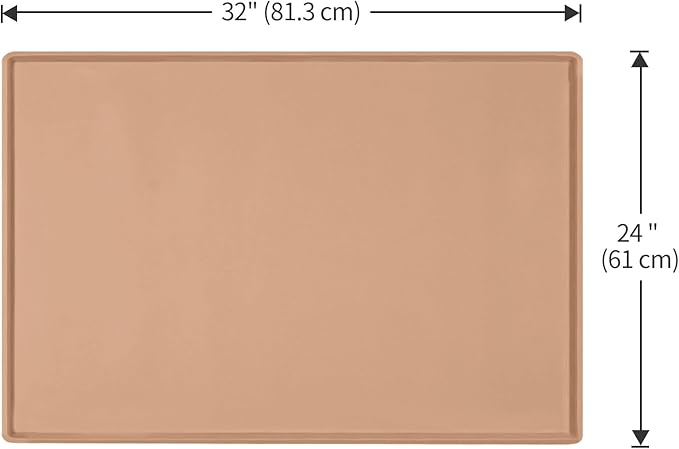 Dog Food Mat,Silicone Waterproof Food Tray,Non Slip Pet Bowl Mats Placemat,1" Raised Edge,Suitable for Most Small and Medium Sized Pets,32" x 24"