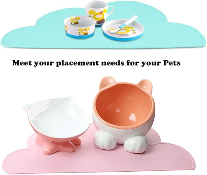 Love Dream Silicone Pet Feeding Food Mat with Raised Edge, Anti-Slip Waterproof Pet Bowl Mat Placemat for Dog and Cat (Purple)
