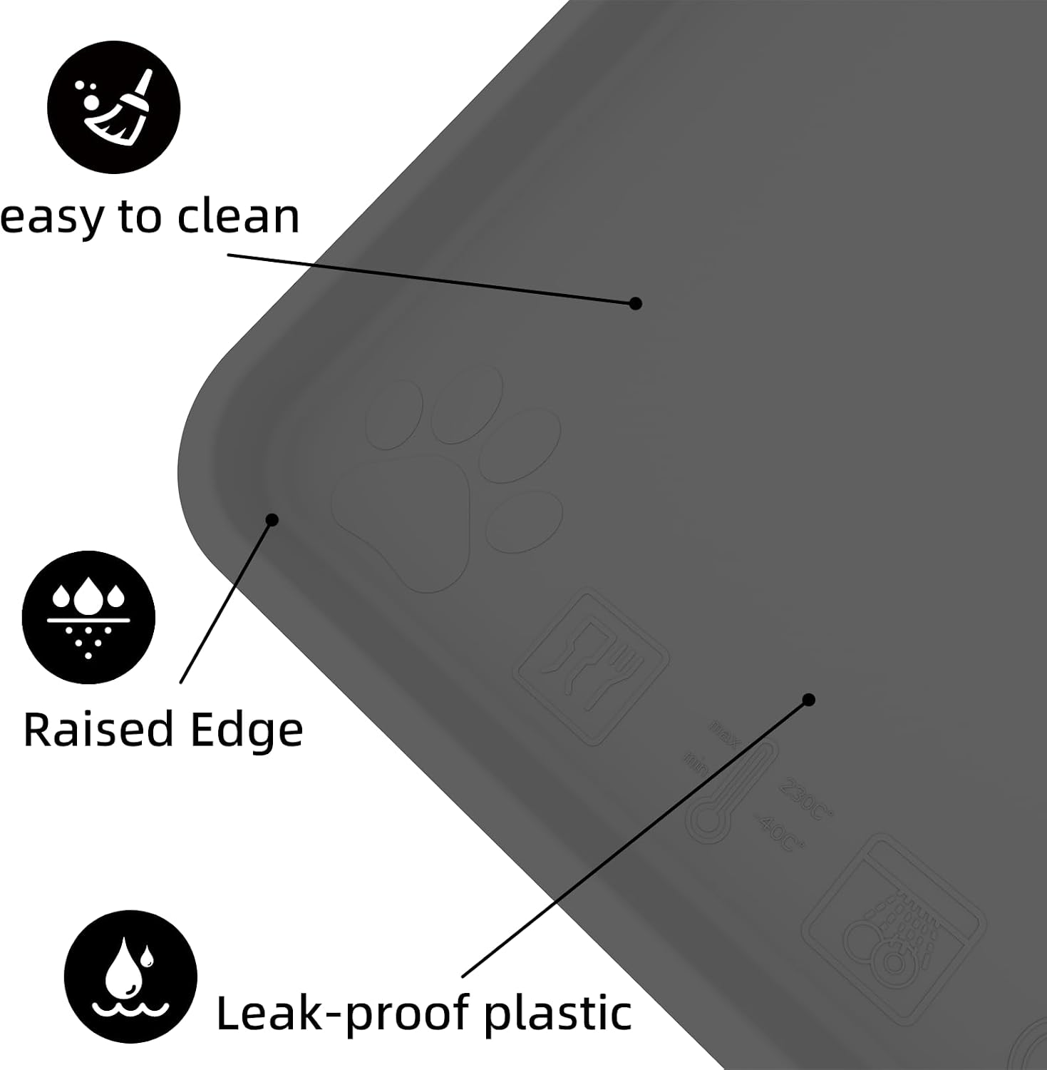 2-Pack 22.8 × 34.6 Inch Silicone Dog Crate Tray - Heavy Duty Replacement Pan & Non-Slip Liner for Large Crates, Durable Washable Bottom Trays, Odor Resistant (Dark Gray&Cream)