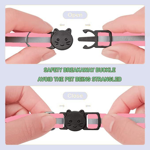2 Pack Cat Collars Quick Release Reflective Kitten Collar with Bell & Safety Release (Light Pink)