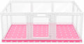 Dog Playpen Bottom Pad Fits for 60'' x 40'' Acrylic Puppy Playpen Only Pad | Acrylic Dog Playpen Cover for 60 x 40 Inch 10 Panel, Waterproof Floor Liner, Non Slip Washable Reusable Mat, Pink