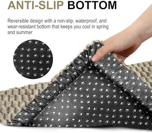 Dog Bed Crate Mat, Soft Durable Washable Anti-Slip Kennel Pad for Dogs & Cats, Reversible (Light Gray, S(24"*18"*1.5"))
