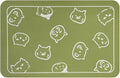 YCT Cat Food Mat, Cat Mat for Food and Water, Pet Feeding Mat, Non-Slip Super Absorbent, with Multiple cat Heads Logo, 24 x 16.9 inches, Green