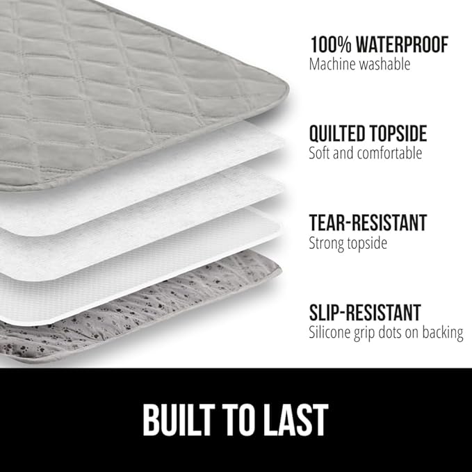 GORILLA GRIP Waterproof Bed Cover for Dogs, 82x52, Gripped Slip Resistant Backing, Leak Proof Washable Dog Blanket Covers Sofa, Couch, Sectional, Crate, Car, RV Seats, Pet Puppy Essentials, Light Gray