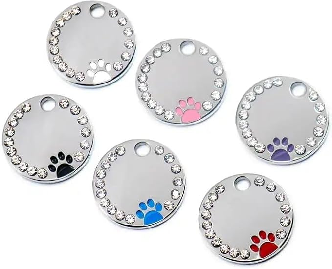 Personalized Dog/Cat Cute Paw Pet ID Tag with Unique Laser Engraving Name and Phone Number for Pet Collar or Key Chain (Purple)