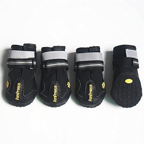 Kromi Dog Boots, Waterproof Paw Protector Pet Shoes for Small Medium Large Dogs 4pcs (Black, Size 8)