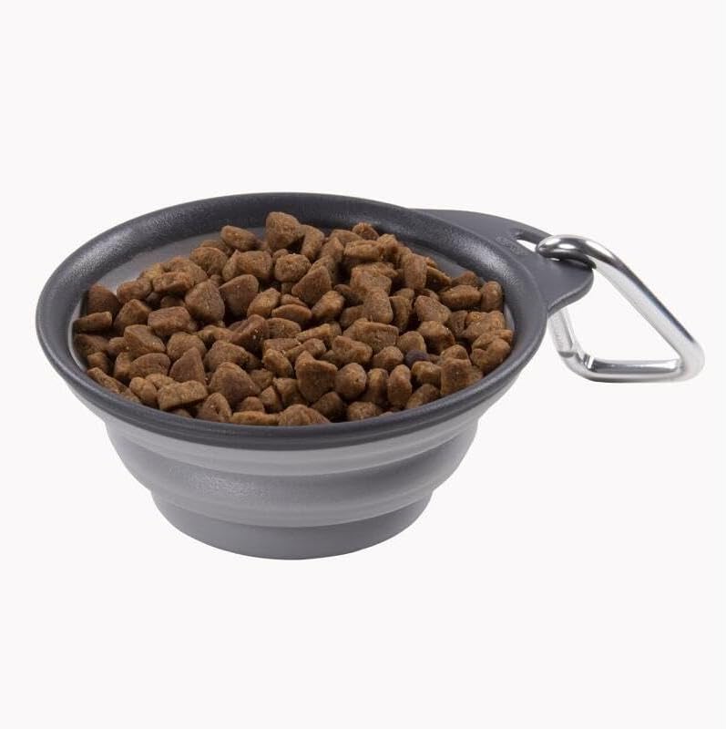 Dexas Pets Collapsible Travel Cup, Small/1 Cup Capacity, Light Gray