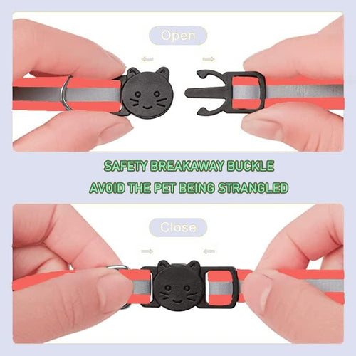 2 Pack Cat Collars Quick Release Reflective Kitten Collar with Bell & Safety Release (red)