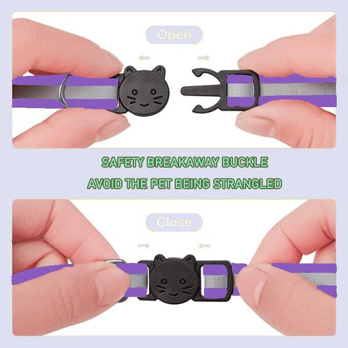 2 Pack Cat Collars Quick Release Reflective Kitten Collar with Bell & Safety Release (Purple)