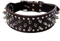 Serijoars Spiked Studded Dog Collar, PU Leather Dog Collar, Adjustable Pet Collars for Medium or Large Breed Pet (XL, Dark Brown)