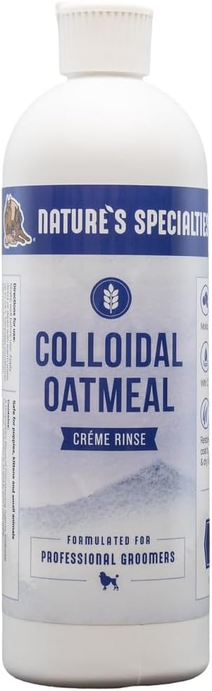 Nature's Specialties Colloidal Oatmeal Creme Rinse Ultra Concentrated Conditioner for Pets, Makes up to 3 Gallons, Relief for Dry Flaky Skin, Made in USA, 16 oz