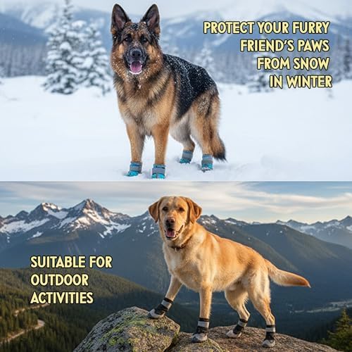 Dog Boots – Breathable Paw Protectors, Anti-Slip Sole (4 Pack, Size 3, Army Grey), for Medium Dogs | Hiking, Hot Pavement & Winter Snow | Adjustable Straps with Reflective Safety Design