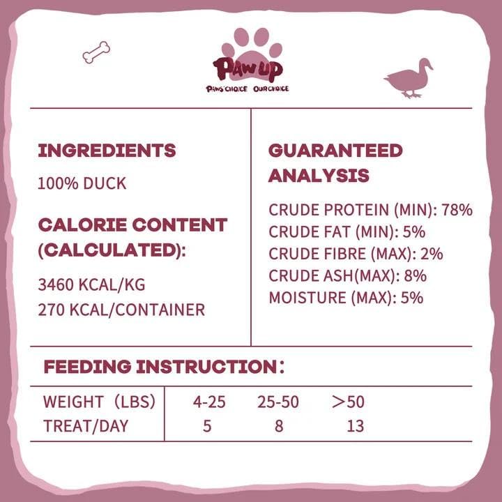 PAWUP Freeze Dried Duck Treats for Cats Dogs, Rawhide Free Freeze-Dried Raw Food Topper, High Protein, Gluten&Grain Free, 2.1oz