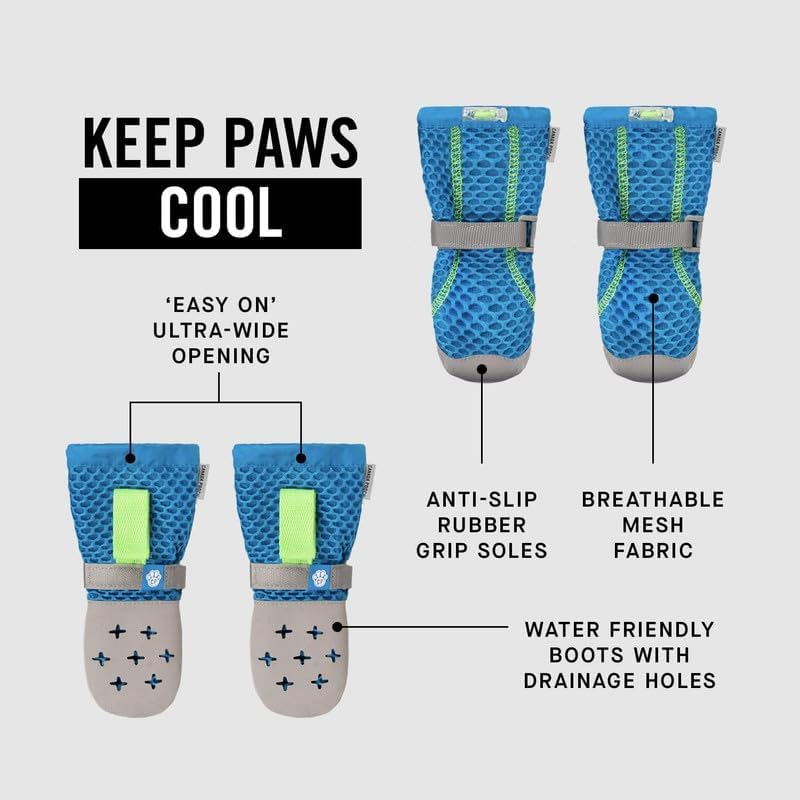 Canada Pooch Dog Boots for Hot Pavement - Paw Protector for Hot Days Size 5 | Small, Medium, Large Size Booties, Anti Slip Rubber, Water Friendly, Breathable Mesh, Easy On Wide Opening, Reflective Strap